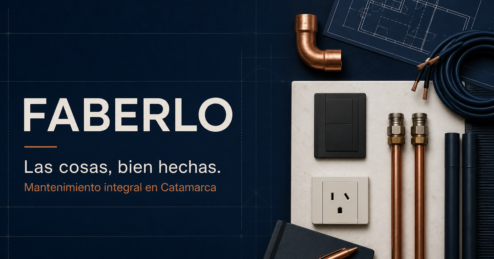 Composición editorial de materiales eléctricos y de plomería FABERLO